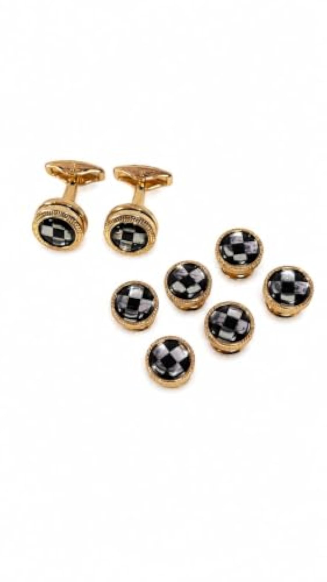 Men's Cufflinks and Stud Buttons Set, Gold Finish