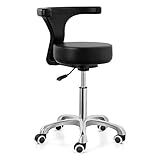 JMU Dental Assistant Chair, Rolling Stool with Wheels and Backrest, Heavy Duty Stool Height Adjustable for Dental Lab Salon Home, Black