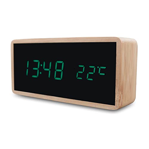 Reloj de madera LED con pantalla espejo para decoración de escritorio 2