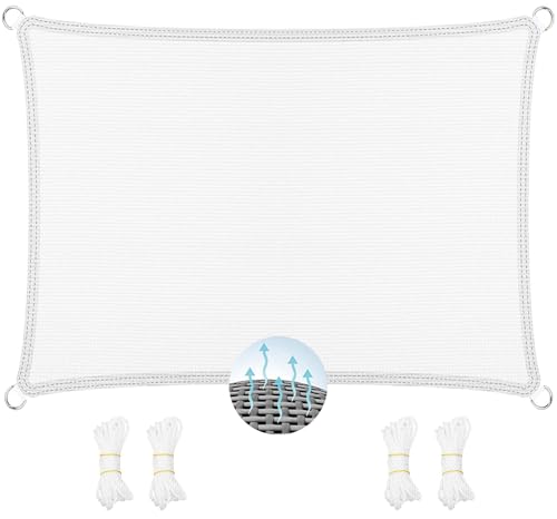 Voile ombrage rectangulaire perméable et résistante blanche - 2