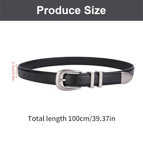 Genuine Leather Women Western Belt Distressed Silver Buckle Retro Fashion Accessory For Casual Outfit Halloween Women's Trend 5