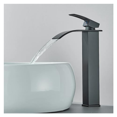 Grifo de lavabo cascada negro monomando mezclador para baño 8