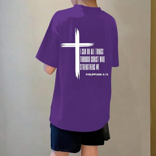Image of KEEVICI Boys Christian Graphic Tees God Jesus Shirts for Kids Cross Faith Bible Verse Inspirational Religious Cotton T Shirt