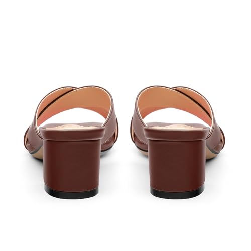 Womens Heeled Sandals Criss Cross Casual Slip On Chunky Square Open Toe Mule Heels Slide Sandals 2 Inch4