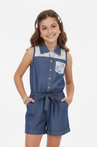 Image of ToBeInStyle Girl's Summer Romper One Piece Outfit Casual Lightweight Short Set