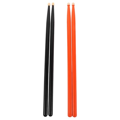 2 Pares de Baquetas 5a de Madera de Arce para Principiantes y Estudiantes, Punta de Madera, Mallets para Redoblante en Color Naranja y Negro para Práctica de Batería miniatura 1