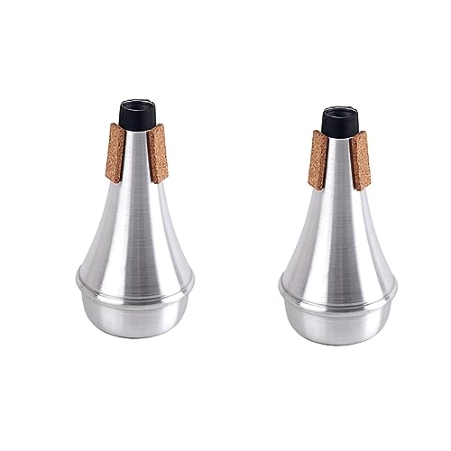 SUPVOX 2pcs Musical Accessory Trumpet Mute Practice Trumpet Straight Cup Made of Metal Intonation for Jazz Musicians Silver