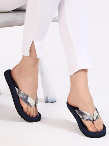 Image of Women's Geometric Print Flip Flops, Memory Foam Footbed, Comfort Slipper
