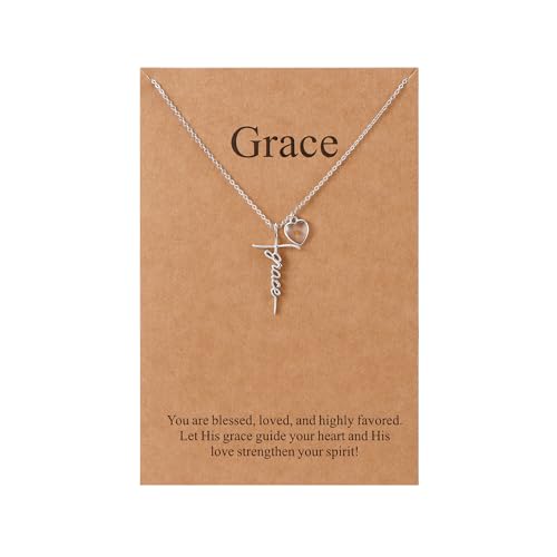 Lcherry Grace Necklace - Mustard Seed Faith Cross Pendant Necklace for Women, Religious Christian Birthday Gifts for Women