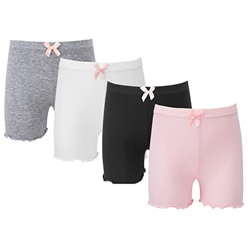 TiaoBug 4Pcs Kids Girls Safety Shorts Bowknot Ballet Dance Shorts Gymnastics Booty Shorts Boyshort Undershorts Briefs