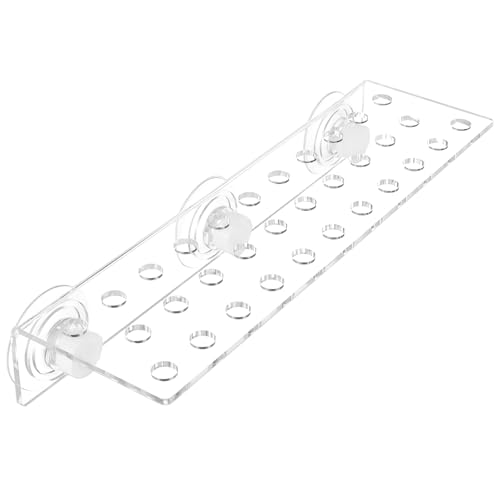 Image of POPETPOP Coral Frag Rack : 32 Holes Clear Acrylic Coral Bracket with Powerful Suction Cup for Fish Tank Aquarium, 13.17X4.13X2.16in