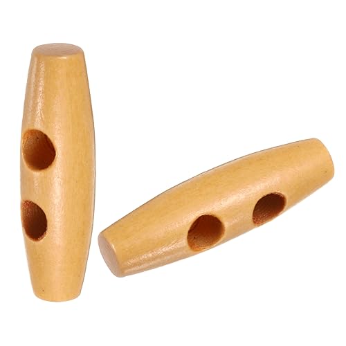 uxcell 50Pcs Wood Toggle Buttons 30mm 2 Holes Olive Shape Sewing Horn Toggle Buttons for DIY Coat Clothes Accessories Beige - Image 4