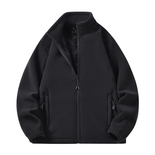 Image of HGps8w Fleece Lined Stand Collar Jackets for Women Stand Collar Casual Long Sleeve Outdoor Sports Coat Zip Up Outerwear