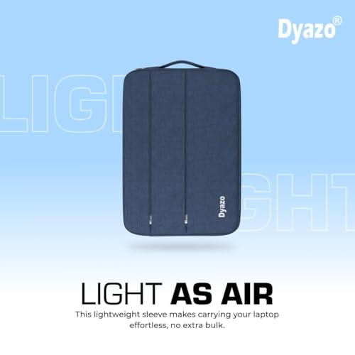 Image of Dyazo 14.1 Inch Laptop Sleeve Case with Handle & Two Front Pockets | Protective Notebook Cover Compatible for MacBook, Lenovo, HP, Dell, Asus, Acer & Other 14 inch Laptop & Notebooks (Blue)