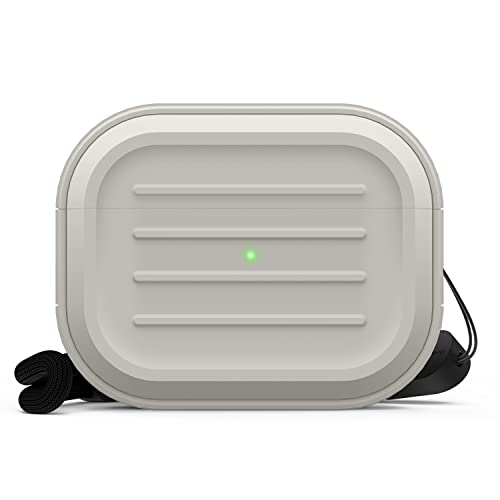 elago アーマーケース AirPods Pro 2 対応 - ストラップ付き ワイヤレス充電対応 耐衝撃 全面保護 (ストーン)