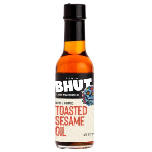 Image of Sprig Toasted White Sesame Oil 125g | Crafted Low & Slow | 100% Pure & Natural | No artificial colours, flavors, additives or preservatives | Vegan, Kosher, Gluten free | Premium Finishing Oil for Sauteing & Finishing | Enjoy with Noodles, Salads, Stir-fries, Sauces, Marinades | Artisan Style