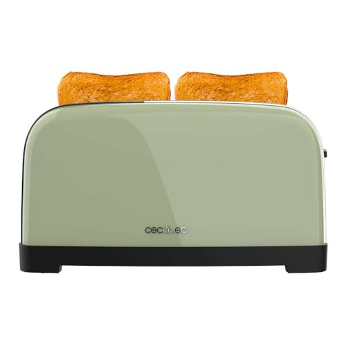 Cecotec Tostapane verticale Toastin' time 1500 Green, 1500W, Doppia fessura lunga e larga 3,8 cm, Barre superiori, Acciaio Inossidabile, Spegnimento e Pop-up Automatico, Raccogli-briciole - Immagine 2