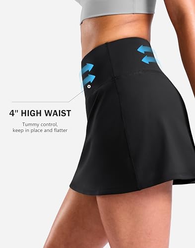 Image of SANTINY 13.5 inch /15 inch Skorts for Women with 2 Pockets High Waisted A Line Casual Pickleball Golf Skort Athletic Tennis Skirt