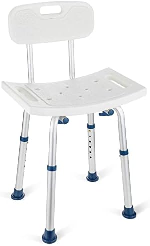 GreenChief Shower Chair with Back Removable - Small Shower Stool for Inside Shower, Narrow Bathtub Chair, Adjustable Shower Seat for Seniors, Elderly, Handicap, Disabled (300 LBS)