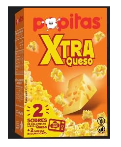 Popitos Xtra Queso Pop-Corn Saveur Fromage, 3 Packs Duo, 6 Sachets de 80g, Sans Gluten, Ultra-Croustillant