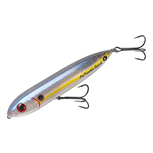 Heddon One Knocker Spook Topwater Fishing Lure for Saltwater and Freshwater, 4 1/2 Inch, 3/4 Ounce, Pearl Shad