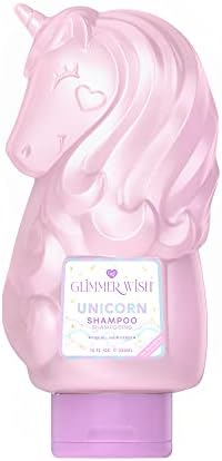 Premium Unicorn Shampoo by Glimmer Wish, Vanilla Cotton Candy Scent, Dermatologist Tested, Sulfate & Sulfite Free, Gluten & Paraben Free, PEG & EDTA Free, 100% Vegan, Vitamin B5, Aloe Leaf Juice, Grapefruit Seed Extract, 12 Fl Oz