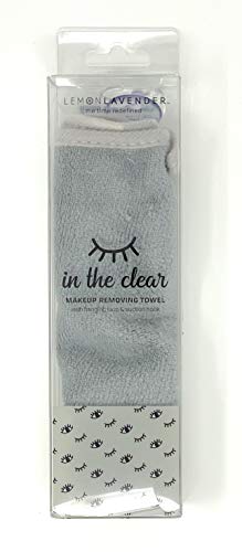 Lemon Lavender In the Clear Makeup Removing Towel with Hanging Loop and Suction Hook (Gray)
