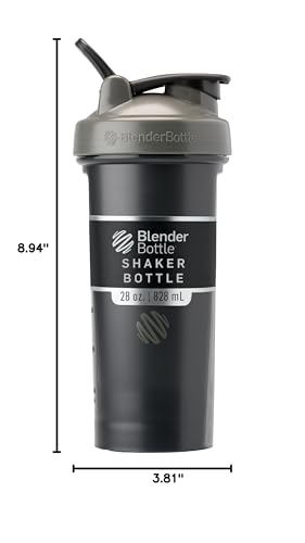 Image of BlenderBottle Classic V2 Shaker Bottle Perfect for Protein Shakes and Pre Workout, 28-Ounce, Grey /Black, Black Shadow
