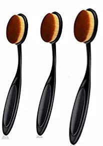 MAYU Oval Makeup Brush Set Upgraded 3pcs Fast Flawless Application Toothbrush Foundation Concealer Blusher Liquid Cream Powder Cosmetic Blending Tools