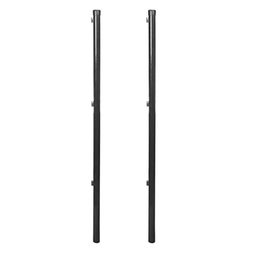 2 pcs Fence Posts for Chain-Link Powder-Coated Steel Fence by BIGTO (Grey, 34 mm x 195 cm)