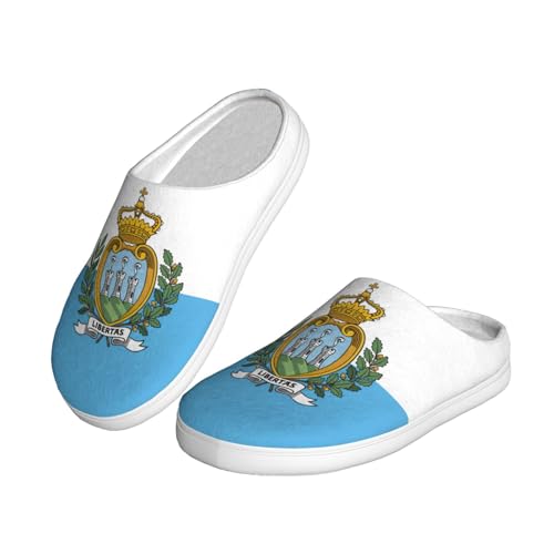 Cozy Flag of San Marino print Slippers Indoor and Outdoor Fuzzy House Shoes Anti-Skid Sole Gifts for Women Indoor Scuff2