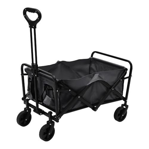 Chariot utilitaire pliable robuste pour la plage, le shopping et les festivals en plein air – Chariot tout terrain avec roues, sac de protection et table