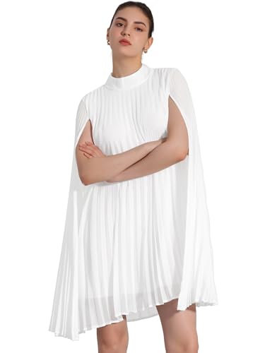 Image of Allegra K Women Chiffon Pleated Flowy Cloak Sleeve Cape Knee Length Dress