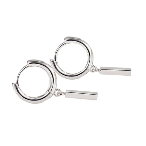 Minimalist Silver Bar Hoop Earrings Drop Ear Adornment for Special Occasions