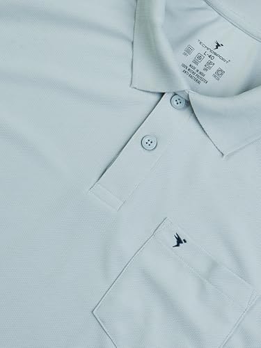 Image of TECHNOSPORT Men Polyester Slim Fit Polo Neck Full Sleeve Matpiq T-Shirt with Patch Pocket for Regular Use