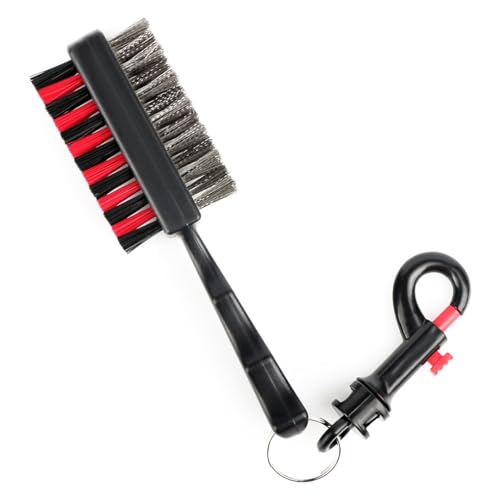 APXXAIBO Dual-Sided Golf Club Cleaning Brush, Nylon & Steel Bristles Short Handle, Multi-Use Cleaner for Golf Grooves, Shoes & Bikes (red 2pcs)