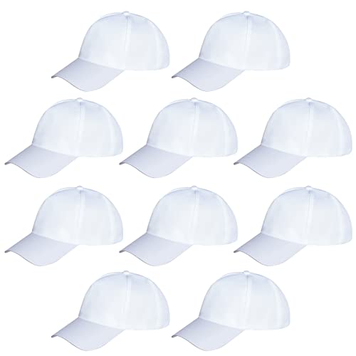 Yookat 10 Pieces Baseball Caps - White DIY Sun Hats for Kids