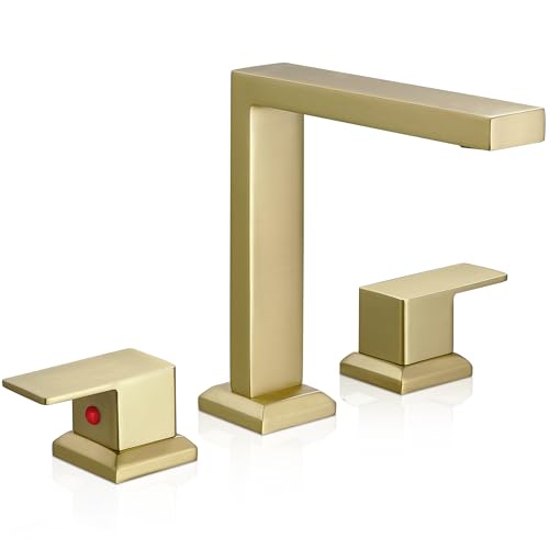 Heymytap High Flow Gold Bathtub Faucet, Brass Bath Tub Faucet Set 3 Hole Roman Tub Faucets Deck Mounted Bathtub Faucet Set 2 Handle 1/2 Inch Npt Female Cartridge Spout Reach 5.3Inch cover