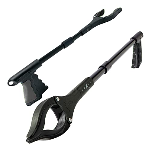 Grabber Reacher Tool 19\" Aluminum Magnetic Claw, Rotating Reacher Grabber Pickup Tool, Foldable Gripper Grabbers for Elderly Grab it Reaching Tool, Trash Grabbers and Pickers, Black, by Luxet 2-Pack