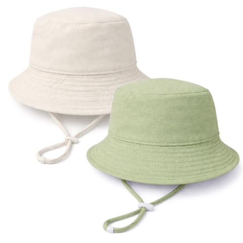 Baby Sun Hat Infant Toddler Summer Bucket Hat, Medical Cotton Yarn Sun Hats for Baby Boys Girls 6-24 Months