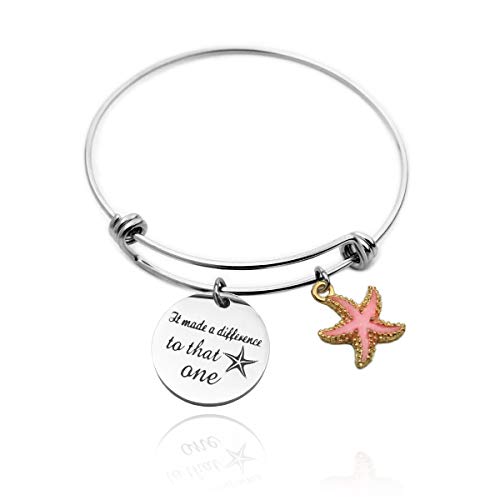 ZUOPIPI You Make a Difference Bracelet/Necklace Starfish for Social Worker/Volunteer/Nurse/Teacher/Coach/Mentor Thank You Gift It Made a Difference to That One (Bracelet)