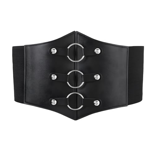 HZXINYI Damen Korsettgürtel Waspie Korsett Gürtel Hoch Dehnbarer PU Leder Breiter Gürtel Kleider Korsettgürtel für Cosplay Halloween Kostümgürtel (L)