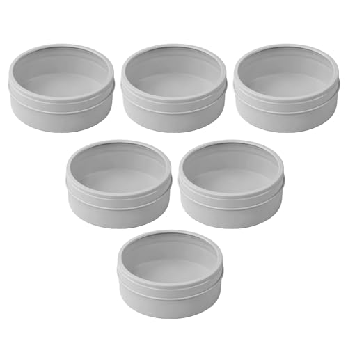 DONFAMDS 6 Piezas Lata Redonda de Hojalata de Color Claro con Ventana Transparente, Resistente a Abolladuras, Caja Pequeña Adecuada para Regalos y Almacenamiento de Cosméticos