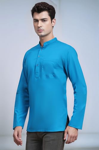 Image of SKAVIJ Men's Long Sleeve Short Tunic Ethnic Wear Cotton Kurta