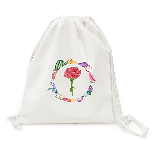 Sac en tissu pliable à sangle fruits et légumes | Grand sac de courses motif fleurs et feuilles