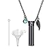Collier Homme Pendentif Bijoux Collier Tube Creux pour Femmes Hommes, Pendentif De Flacon De Cheveux Commémoratif Urne Cendres De Crémation avec Breloque en Pierre De 12 Mois, Cade