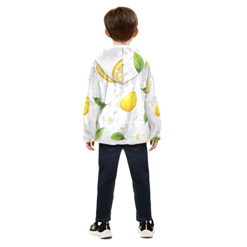 Lemon with Zest and Leaves Girls Fleece Jacket Girls Fall Jacket Girls Zip Up Hoodie Girls Sherpa Jacket 2-10T4