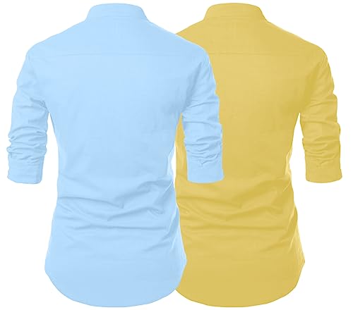 Image of Men's Trendy Short Kurta Shirt | Mandarin Collar Full Sleeve Cotton Ethnic Wear | Regular Fit Traditional Indian Apparel | Casual Festive Party Function Clothing