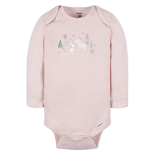 Image of Gerber Baby Bodysuits Long-Sleeve Cotton Onesies 6-Pack for Girls Newborn