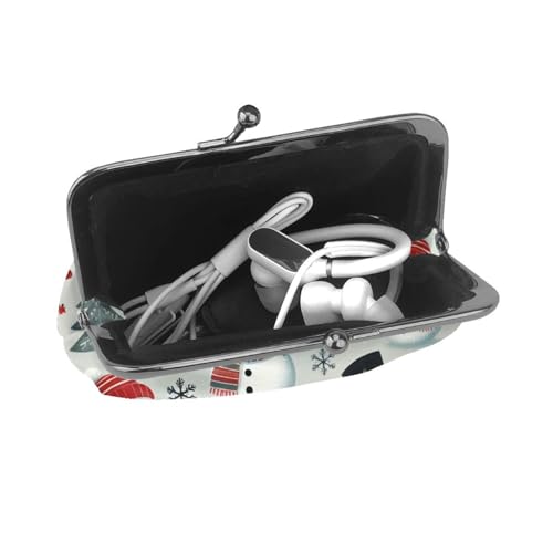 Pu Leather Buckle Coin Purse Snowflaks-Snowmen-Xmas Girls Kiss-Lock Change Purse Wallets4